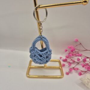 Brelok szydełkowy- mini torebka niebieska
