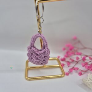 Brelok szydełkowy- mini torebka różowa