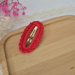 Czerwona spinka szydełkowa 6,5 cm-ozdoba do włosów