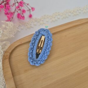 Niebieska spinka szydełkowa 5,5cm- ozdoba do włosów