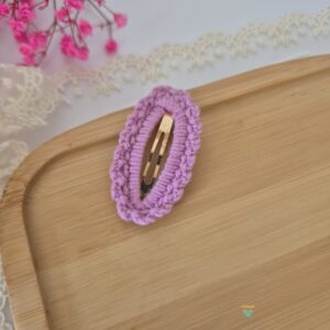 Różowa spinka szydełkowa 5,5cm- ozdoba do włosów