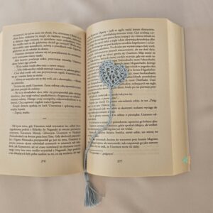 Szydełkowa zakładka do książki- serce błękitne