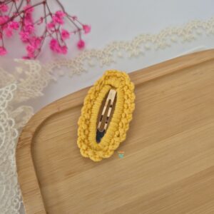 Żółta spinka szydełkowa 5,5cm- ozdoba do włosów