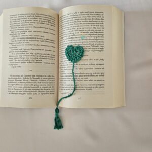 Szydełkowa zakładka do książki- serce zielone