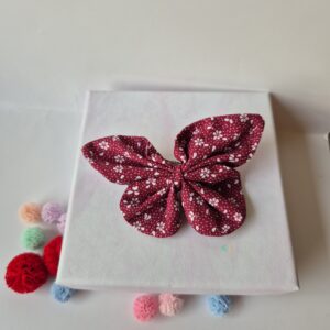 Materiałowa spinka motyl- czerwona- mała
